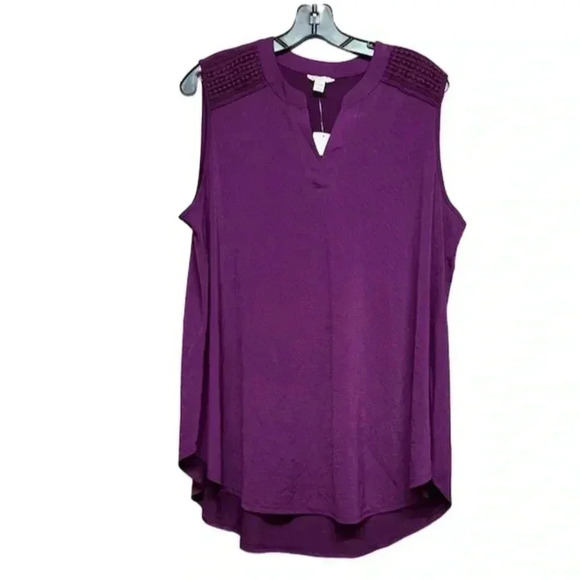 EST.1946 Purple Sleeveless Blouse Top Plus Size 14/16W V-Neck Women's Casual - Picture 1 of 4